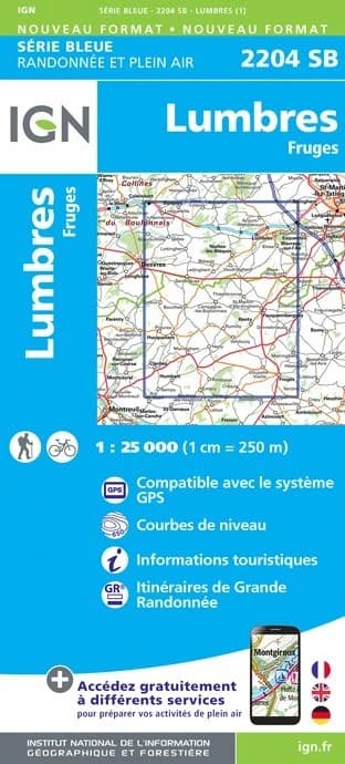 Carte randonnée Lumbres.Fruges | série Bleue IGN — recto