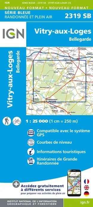 Carte randonnée Vtry-aux-Loges/Bellegarde | série Bleue IGN — recto