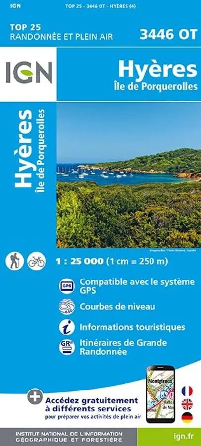 Carte IGN hyeres iles porqueroles 3446OT série Top 25 — recto