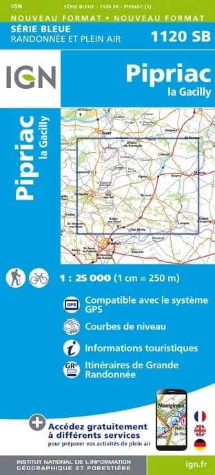 Carte randonnée Pipriac/La Gacilly | série Bleue IGN — recto