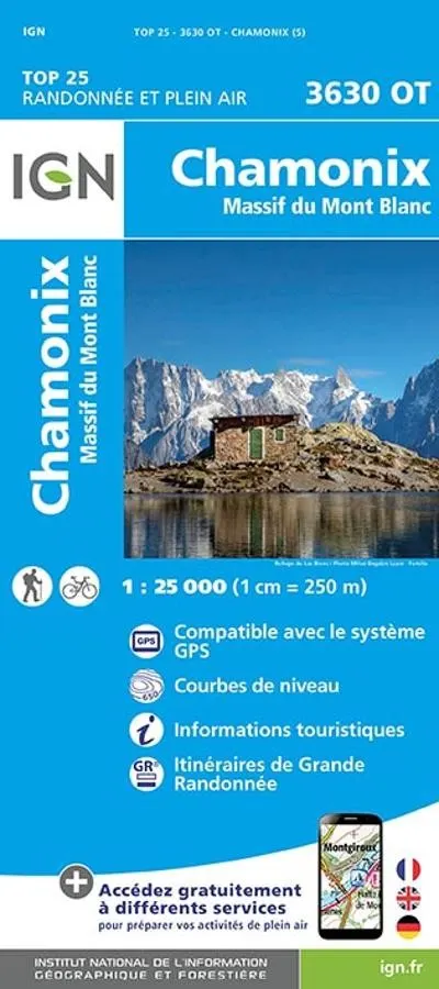 Carte IGN chamonix massif mont blanc 3630OT série Top 25 — recto