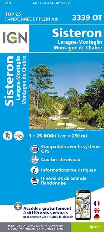 Carte IGN sisteron laragne monteglin 3339OT série Top 25 — recto