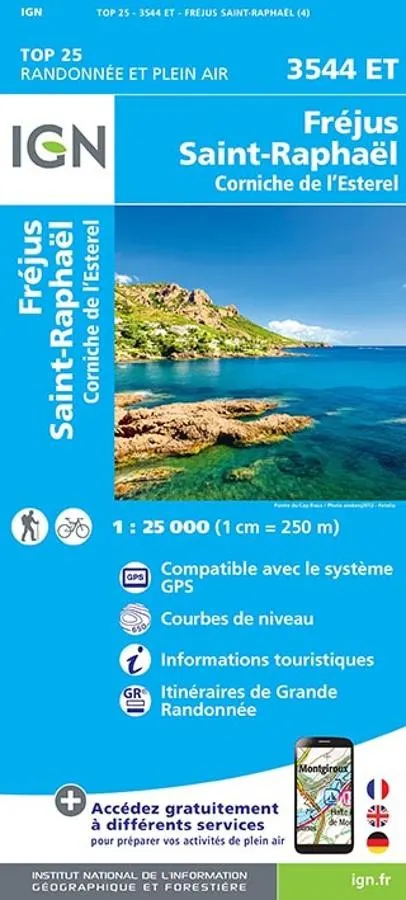 Carte IGN frejus saint raphael cote azur 3544ET série Top 25 — recto