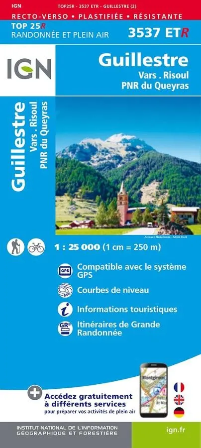 Carte IGN guillestre parc queyras vars risoul 3537ETR série Top 25 Résistante — recto
