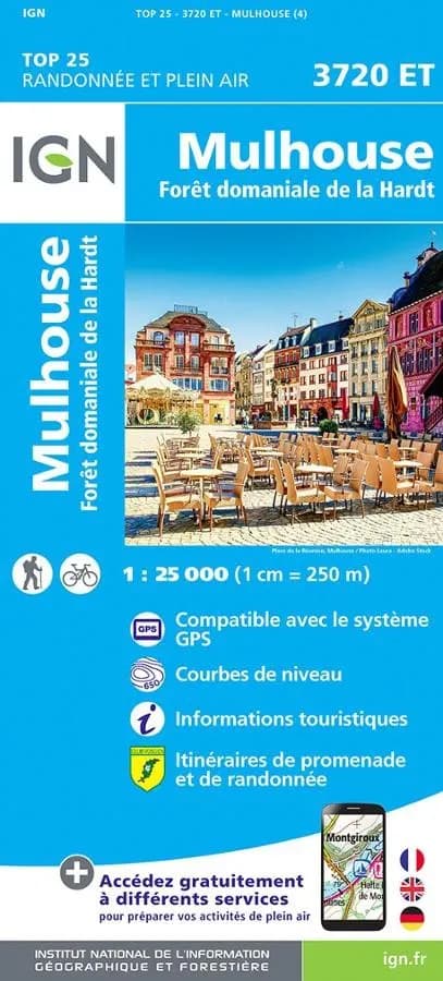Carte IGN mulhouse 3720ET série Top 25 — recto