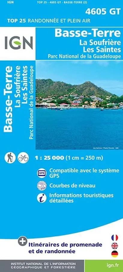 Carte IGN basse terre la soufriere les saintes guadeloupe 4605GT série Top 25 — recto