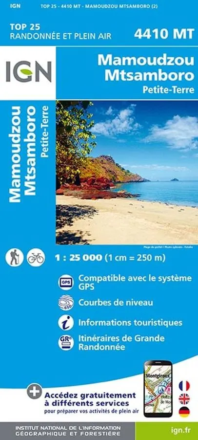 Carte IGN maoudzou petite terre mayotte 4410MT série Top 25 — recto