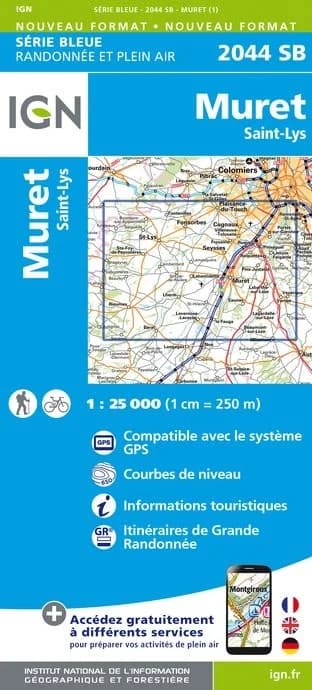 Carte randonnée Muret/Saint-Lys | série Bleue IGN — recto