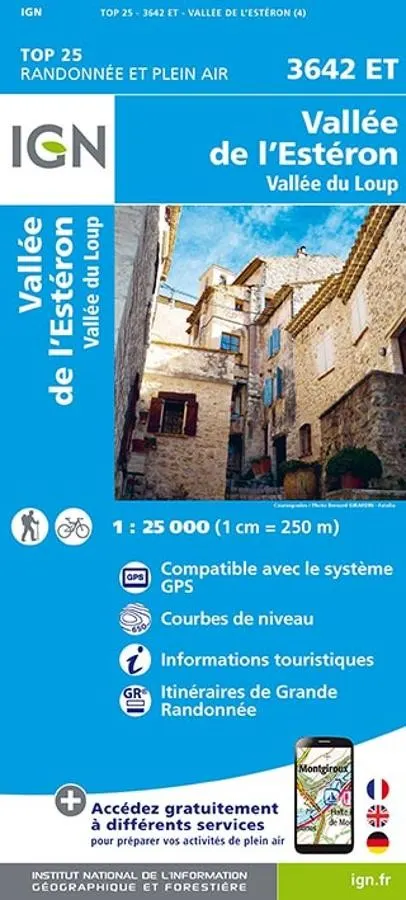 Carte IGN vallee esteron vallee du loup 3642ET série Top 25 — recto