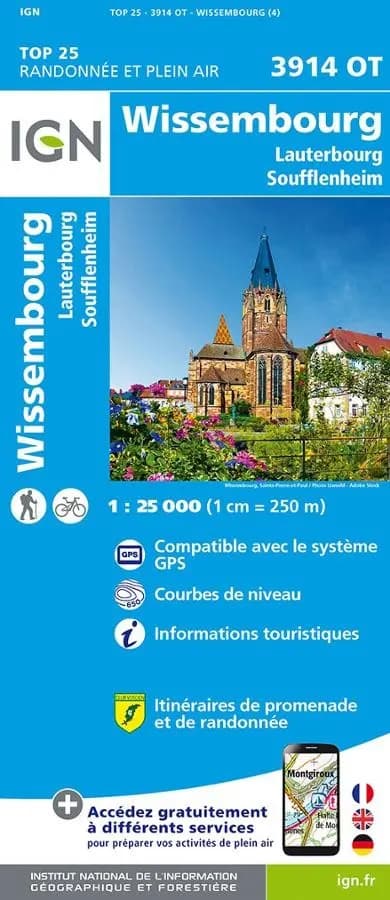 Carte IGN wissembourg 3914OT série Top 25 — recto