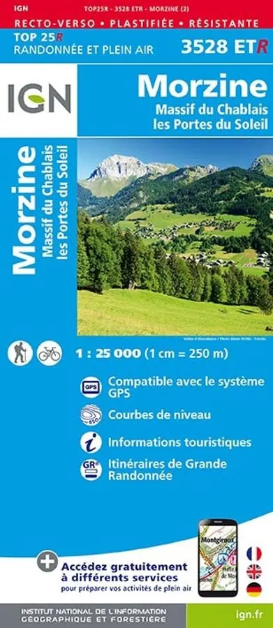Carte IGN morzine massif chablais 3528ETR série Top 25 Résistante — recto