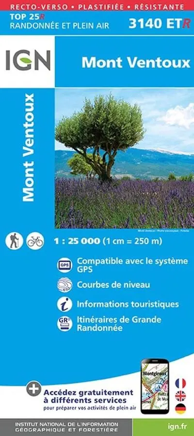 Carte IGN mont ventoux 3140ETR série Top 25 Résistante — recto