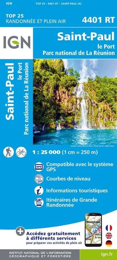 Carte IGN saint paul le port ile reunion P4401R série Top 25 — recto
