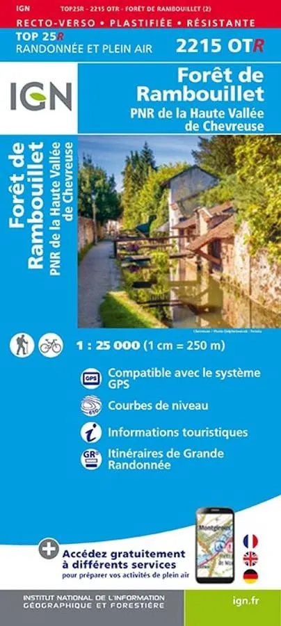 Carte IGN rambouillet parc haute Valle chervreuse 2215OTR série Top 25 Résistante — recto