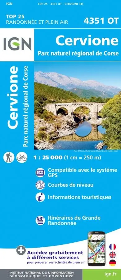 Carte IGN cervionne 4351OT série Top 25 — recto