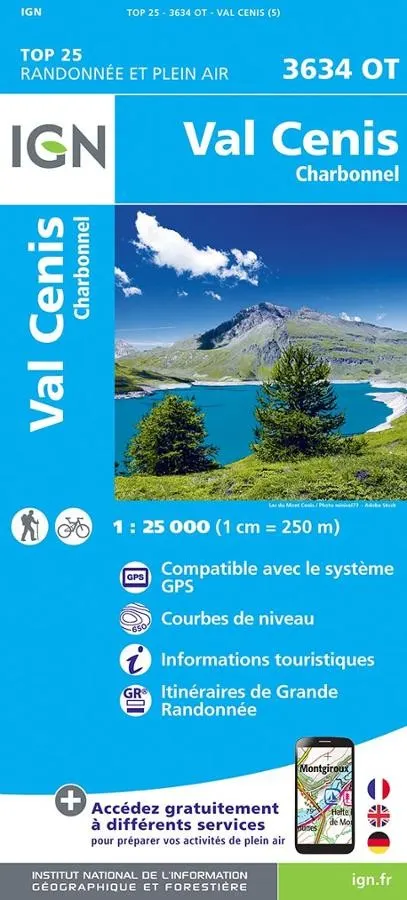 Carte IGN val cenis charbonnel 3634OT série Top 25 — recto