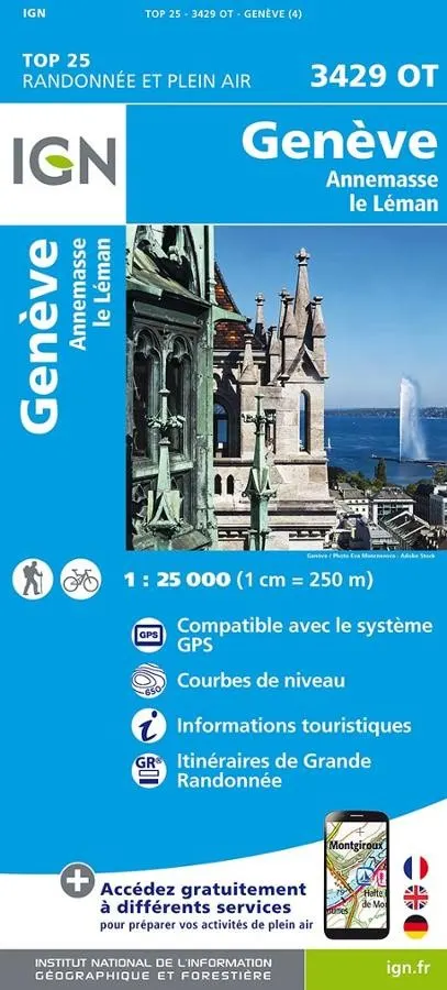 Carte IGN Genève Annemasse 3429OT série Top 25 — recto