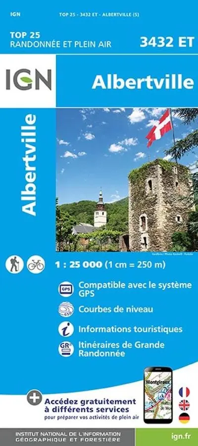 Carte IGN albertville 3432ET série Top 25 — recto