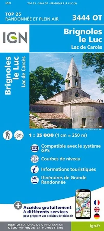 Carte IGN brignoles sur le luc 3444OT série Top 25 — recto