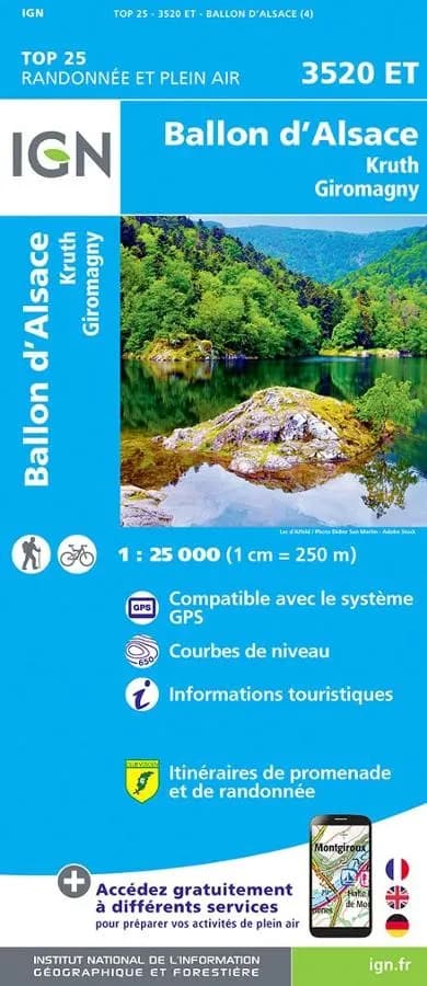 Carte IGN ballon alsace 3520ET série Top 25 — recto