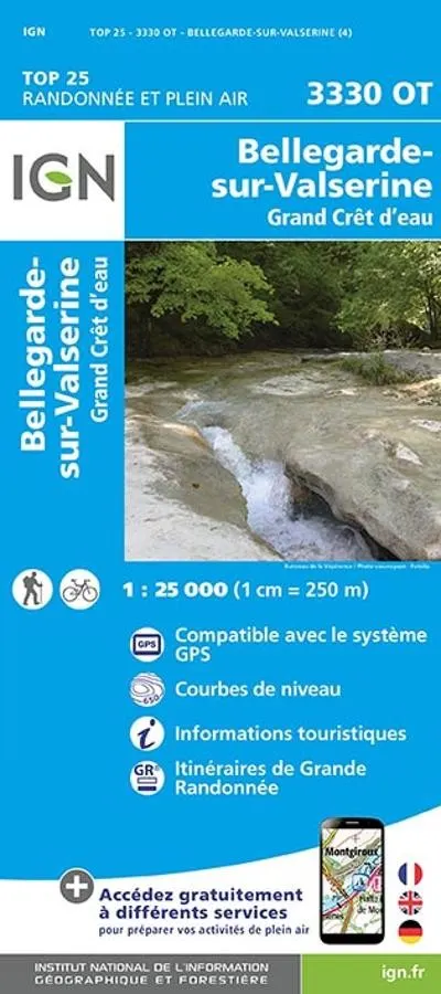 Carte IGN Bellegarde-sur-Valserine grand cret eau 3330OT série Top 25 — recto