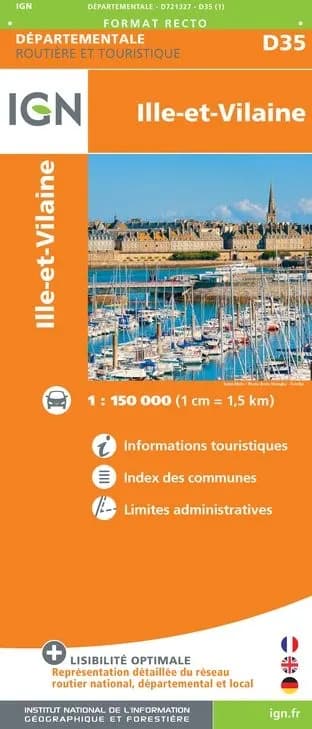 Carte routière IGN D721327 - D35 Ille-Et-Vilaine — recto