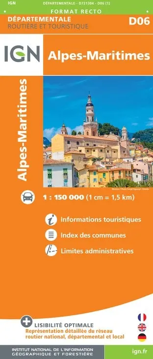 Carte routière IGN D721304 - D06 Alpes-Maritimes — recto