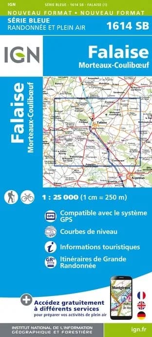 Carte randonnée Falaise/Morteaux Couliboeuf | série Bleue IGN — recto