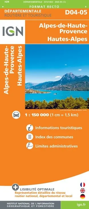 Carte routière IGN - Alpes-De-Haute-Provence Hautes-Alpes — recto