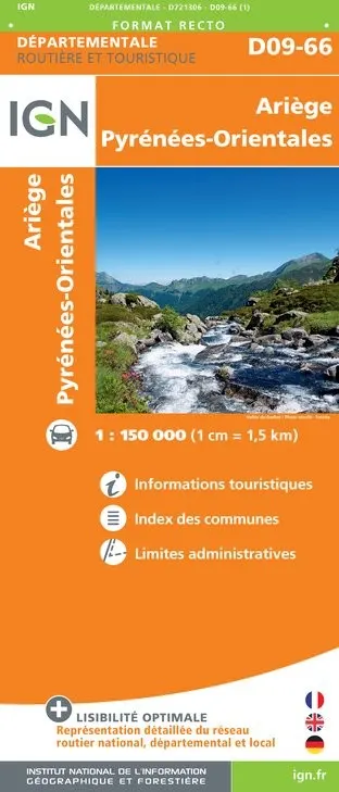 Carte routière IGN D721306 - Ariège Pyrénées-Orientales — recto