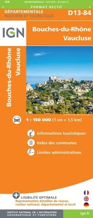 Carte routière IGN D721310 - Bouches-Du-Rhône Vaucluse — recto