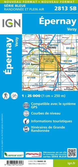 Carte randonnée Epernay | série Bleue IGN — recto