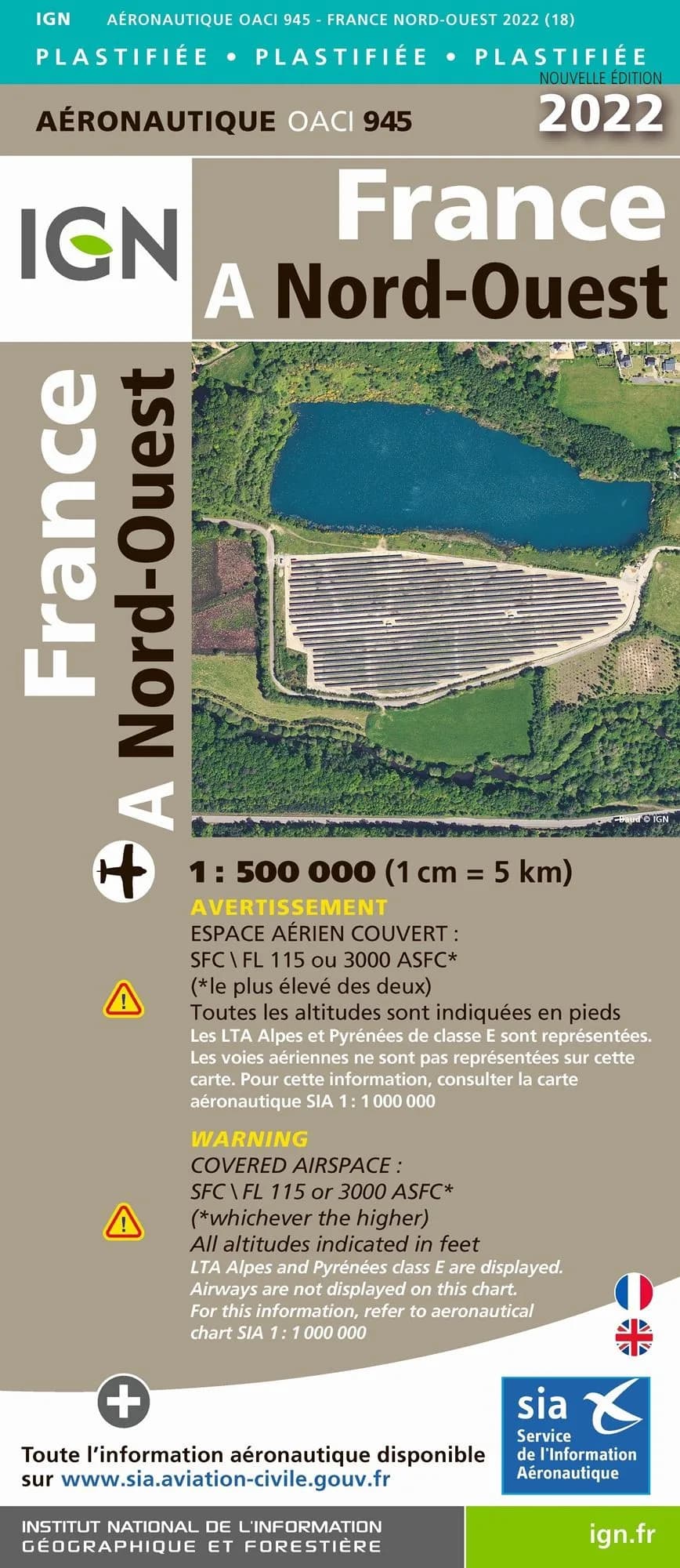 Carte IGN OACI945 - France Nord-Ouest Plastifiée 2022 — recto
