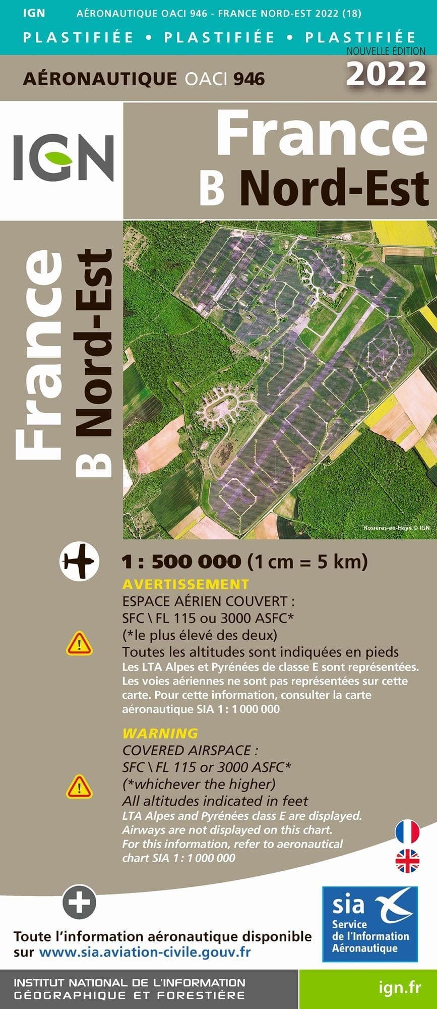 Carte IGN OACI946 - France Nord-Est Plastifiée 2022 — recto