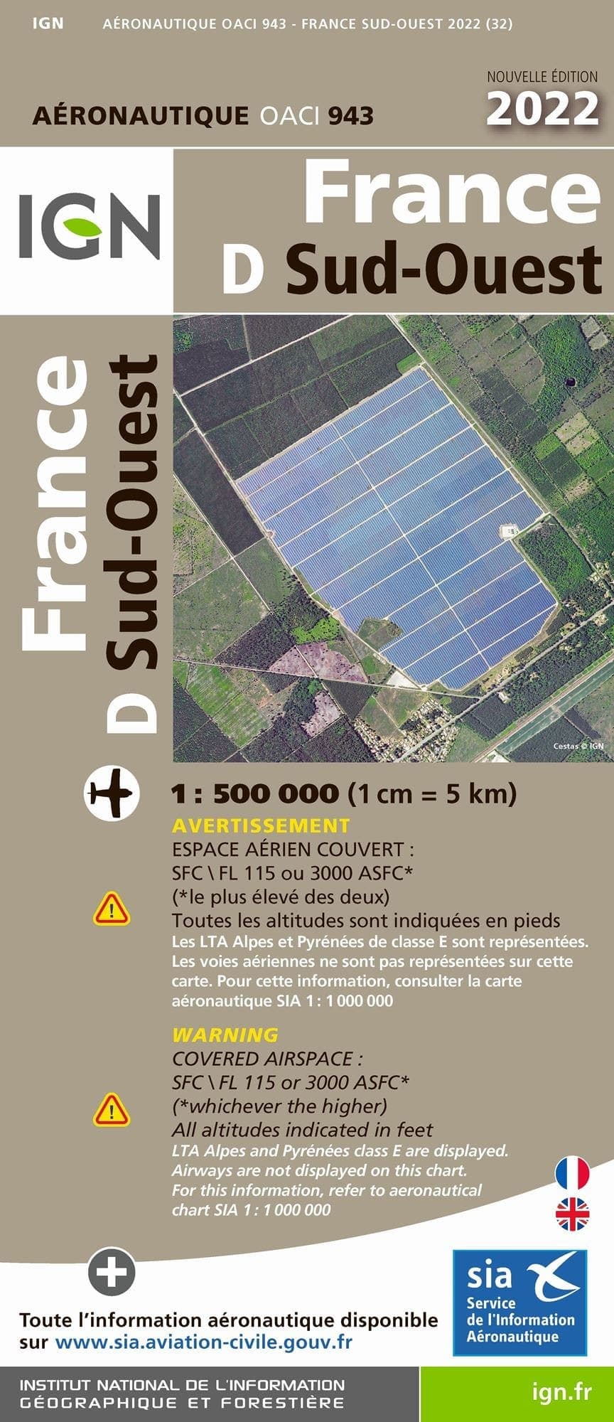 Carte IGN OACI943 - France Sud-Ouest 2022 — recto
