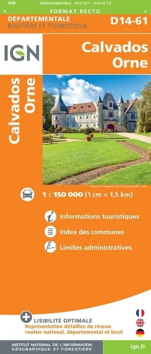 Carte routière IGN D721311 - D14-61 Calvados Orne — recto