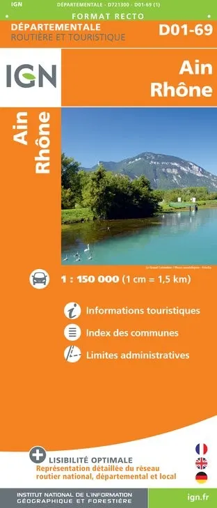Carte routière IGN D721300 - D01-69 Ain Rhône — recto