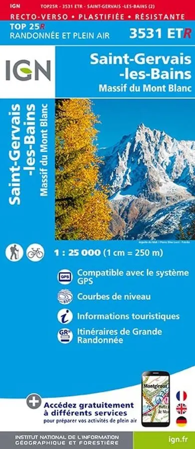Carte IGN saint gervais les bains 3531ETR série Top 25 Résistante — recto