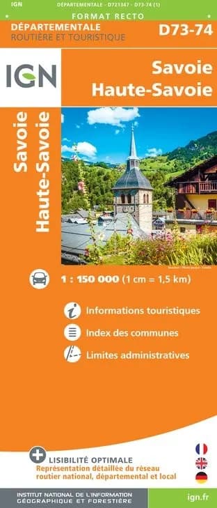 Carte routière IGN D721347 - D73-74 Savoie Haute-Savoie — recto