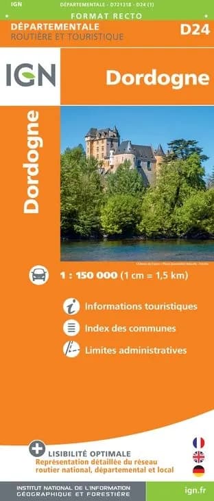 Carte routière IGN D721318 - D24 Dordogne — recto