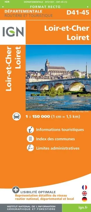 Carte routière IGN D721331 - D41-45 Loir-Et-Cher Loiret — recto