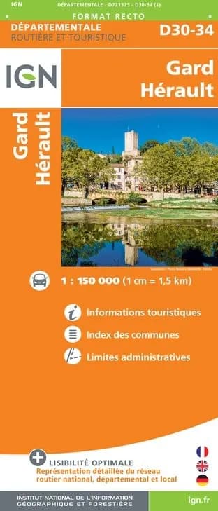 Carte routière IGN D721323 - D30-34 Gard Hérault — recto