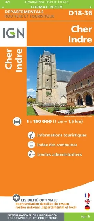 Carte routière IGN D721314 - D18-36 Cher Indre — recto