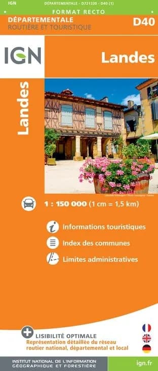 Carte routière IGN D721330 - D40 Landes — recto