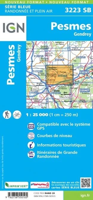 Carte randonnée Pesmes-Gendrey | série Bleue IGN — recto