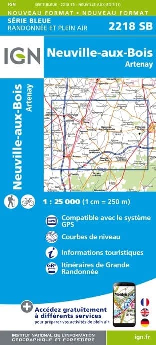 Carte randonnée Neuville-aux-Bois/Artenay | série Bleue IGN — recto