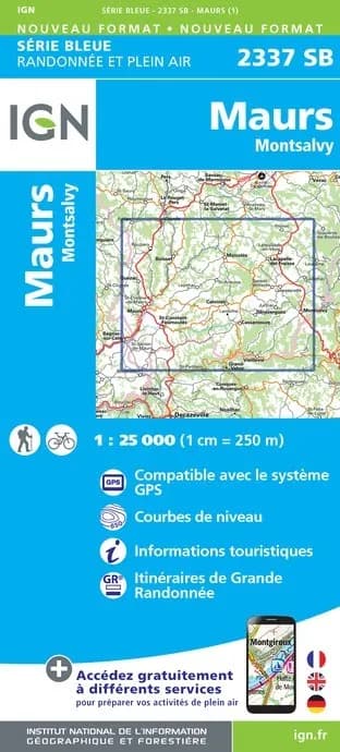 Carte randonnée Montsalvy | série Bleue IGN — recto