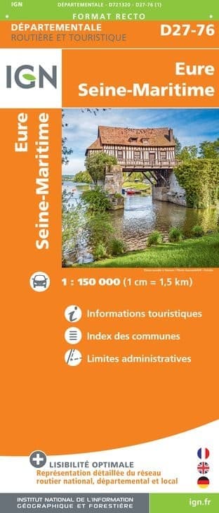 Carte routière IGN D721320 - D27-76 Eure Seine-Maritime — recto