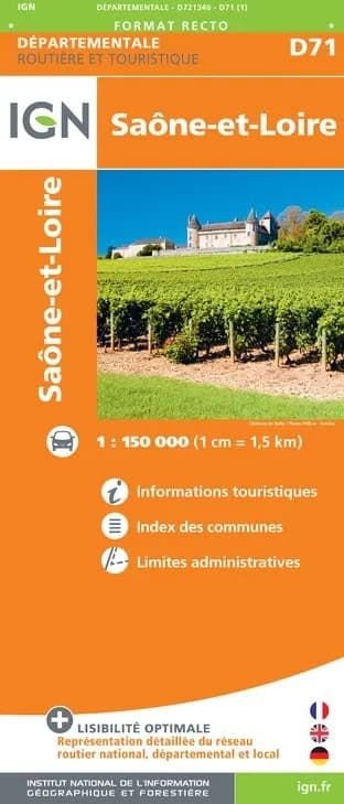 Carte routière IGN D721346 - D71 Saône-Et-Loire — recto