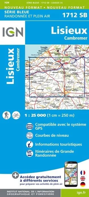 Carte randonnée Lisieux/Cambremer | série Bleue IGN — recto